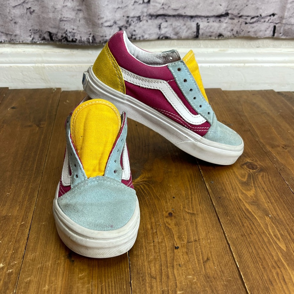 Vans little kids size 12 color block old Skool blue yellow and maroon